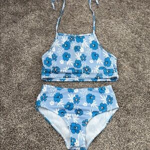 Blue Floral women Swim Set